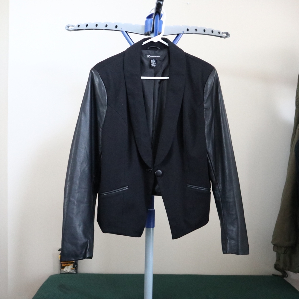 INC Leather sleeved Blazer